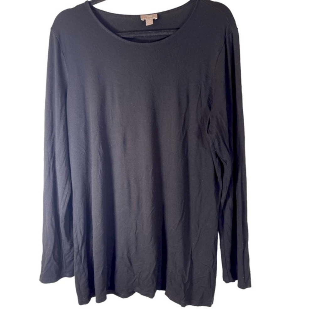 J Jill Wearever Collection Long-Sleeved Black‎ T-Shirt Tunic Blouse L
